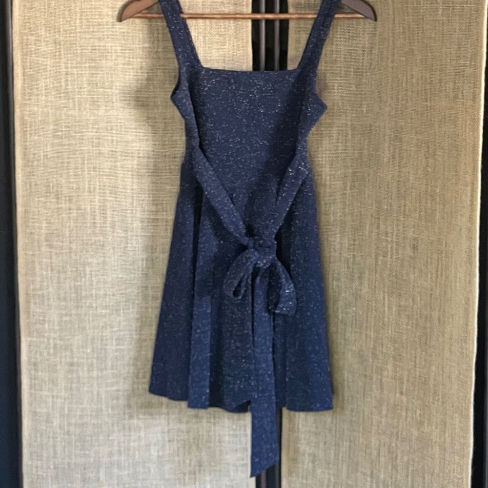 NWOT womens LUCY IN THE SKY blue navy sparkle mini dress small party holiday